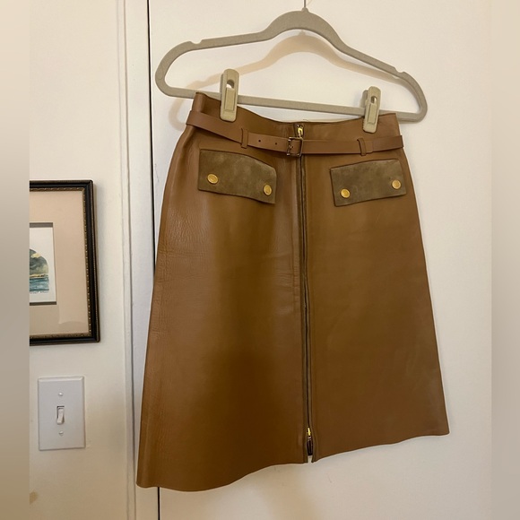 Exquisite Vintage Gucci Rich Tan Leather Skirt XS - Picture 9 of 9